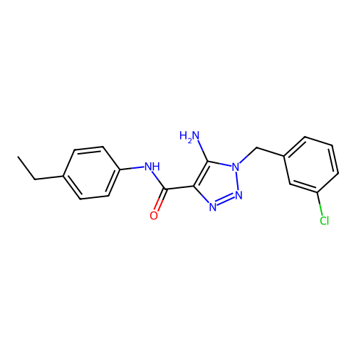 5-amino-1-(3-chlorobenzyl)-N-(4-ethylphenyl)-1H-1,2,3-triazole-4-carboxamide structure