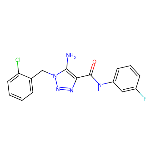 5-amino-1-(2-chlorobenzyl)-N-(3-fluorophenyl)-1H-1,2,3-triazole-4-carboxamide structure
