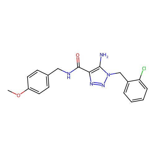 5-amino-1-(2-chlorobenzyl)-N-(4-methoxybenzyl)-1H-1,2,3-triazole-4-carboxamide structure