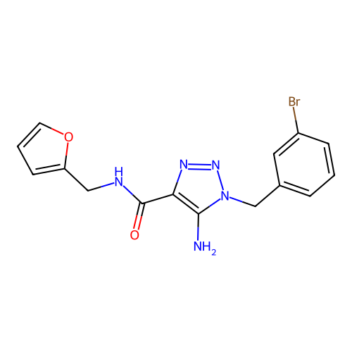 5-amino-1-[(3-bromophenyl)methyl]-N-(furan-2-ylmethyl)triazole-4-carboxamide structure