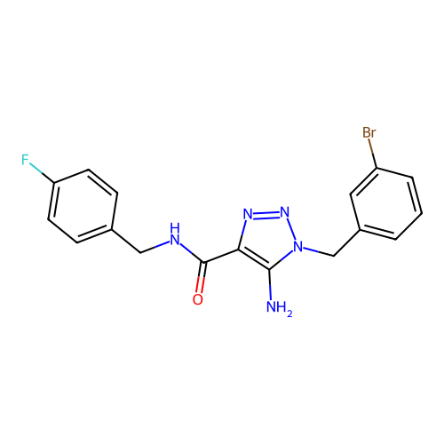 5-amino-1-(3-bromobenzyl)-N-(4-fluorobenzyl)-1H-1,2,3-triazole-4-carboxamide structure