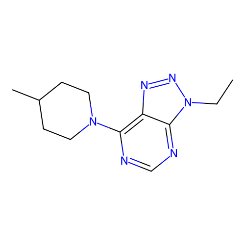 3-ethyl-7-(4-methylpiperidin-1-yl)-3H-[1,2,3]triazolo[4,5-d]pyrimidine structure