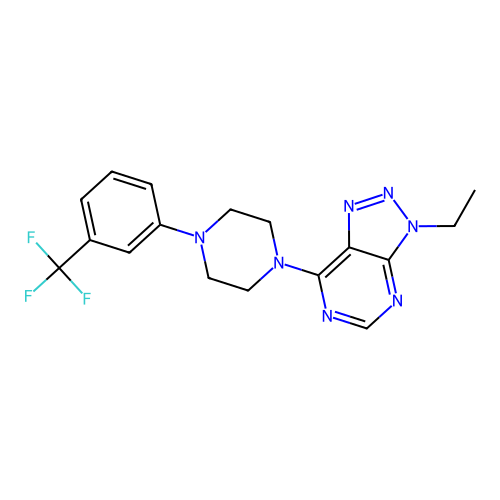 3-Ethyl-7-[4-[3-(trifluoromethyl)phenyl]piperazin-1-yl]triazolo[4,5-d]pyrimidine structure