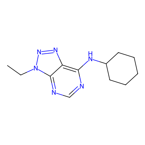N-cyclohexyl-3-ethyl-3H-[1,2,3]triazolo[4,5-d]pyrimidin-7-amine structure
