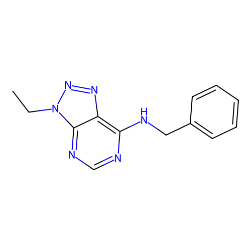 N-benzyl-3-ethyl-3H-[1,2,3]triazolo[4,5-d]pyrimidin-7-amine structure
