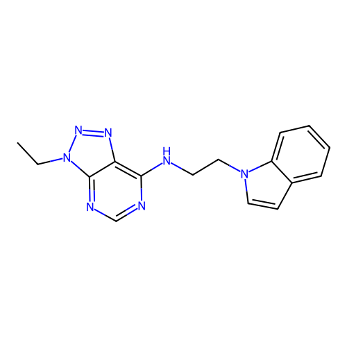 3-ethyl-N-[2-(1H-indol-1-yl)ethyl]-3H-[1,2,3]triazolo[4,5-d]pyrimidin-7-amine structure