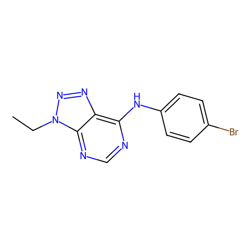 N-(4-bromophenyl)-3-ethyl-3H-[1,2,3]triazolo[4,5-d]pyrimidin-7-amine structure