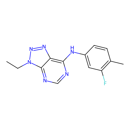 3-ethyl-N-(3-fluoro-4-methylphenyl)-3H-[1,2,3]triazolo[4,5-d]pyrimidin-7-amine structure