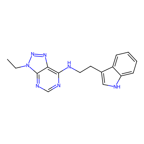 N-(2-(1H-indol-3-yl)ethyl)-3-ethyl-3H-[1,2,3]triazolo[4,5-d]pyrimidin-7-amine structure