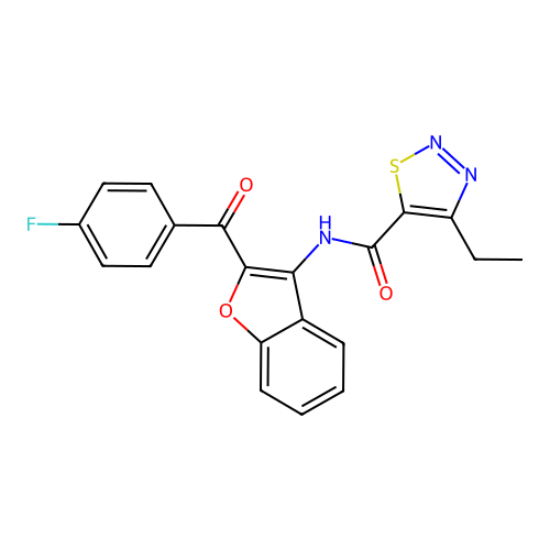 4-ethyl-N-(2-(4-fluorobenzoyl)benzofuran-3-yl)-1,2,3-thiadiazole-5-carboxamide structure