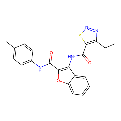 4-ethyl-N-(2-(p-tolylcarbamoyl)benzofuran-3-yl)-1,2,3-thiadiazole-5-carboxamide structure