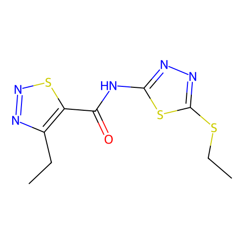 4-ethyl-N-(5-(ethylthio)-1,3,4-thiadiazol-2-yl)-1,2,3-thiadiazole-5-carboxamide structure