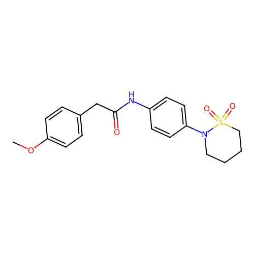 N-[4-(1,1-dioxothiazinan-2-yl)phenyl]-2-(4-methoxyphenyl)acetamide structure