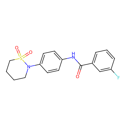 N-[4-(1,1-dioxothiazinan-2-yl)phenyl]-3-fluorobenzamide structure