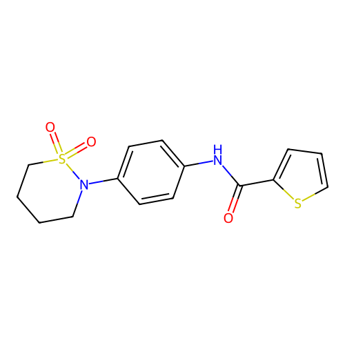 N-(4-(1,1-dioxido-1,2-thiazinan-2-yl)phenyl)thiophene-2-carboxamide structure