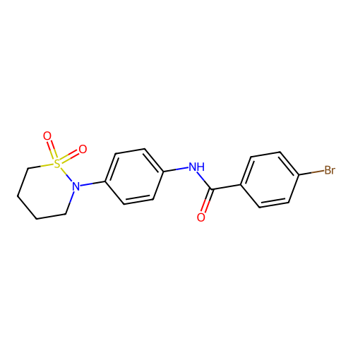 4-bromo-N-[4-(1,1-dioxothiazinan-2-yl)phenyl]benzamide structure