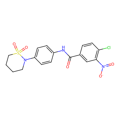 4-chloro-N-[4-(1,1-dioxothiazinan-2-yl)phenyl]-3-nitrobenzamide structure