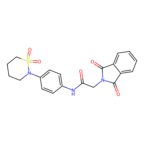 2-(1,3-dioxoisoindol-2-yl)-N-[4-(1,1-dioxothiazinan-2-yl)phenyl]acetamide structure