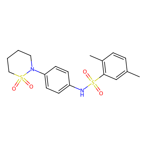 N-[4-(1,1-dioxothiazinan-2-yl)phenyl]-2,5-dimethylbenzenesulfonamide structure