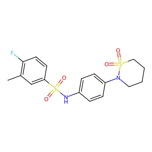 N-[4-(1,1-dioxothiazinan-2-yl)phenyl]-4-fluoro-3-methylbenzenesulfonamide structure