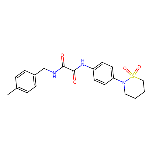N'-[4-(1,1-dioxothiazinan-2-yl)phenyl]-N-[(4-methylphenyl)methyl]oxamide structure