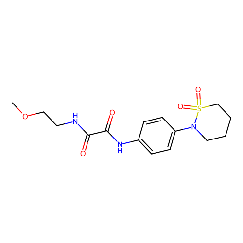 N1-(4-(1,1-dioxido-1,2-thiazinan-2-yl)phenyl)-N2-(2-methoxyethyl)oxalamide structure