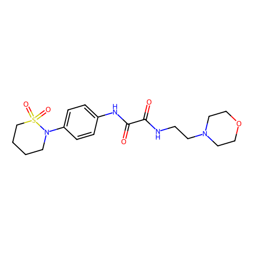 N'-[4-(1,1-dioxothiazinan-2-yl)phenyl]-N-(2-morpholin-4-ylethyl)oxamide structure