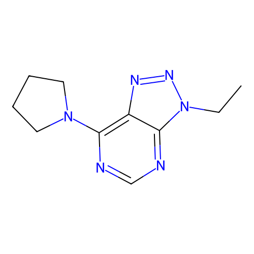 3-ethyl-7-(pyrrolidin-1-yl)-3H-[1,2,3]triazolo[4,5-d]pyrimidine structure
