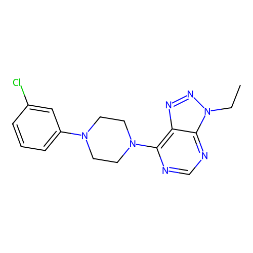 7-(4-(3-chlorophenyl)piperazin-1-yl)-3-ethyl-3H-[1,2,3]triazolo[4,5-d]pyrimidine structure