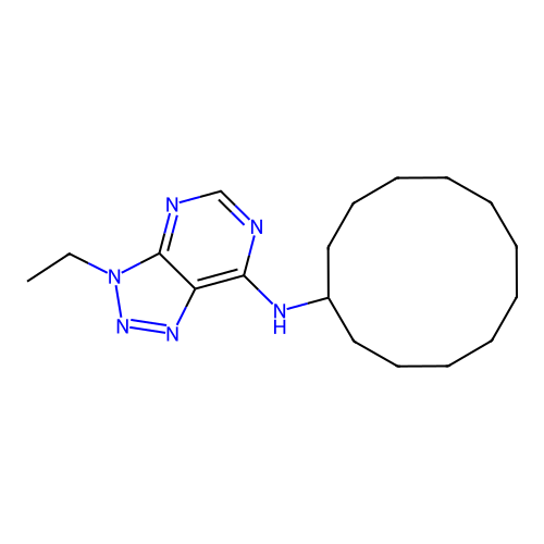 N-cyclododecyl-3-ethyl-3H-[1,2,3]triazolo[4,5-d]pyrimidin-7-amine structure