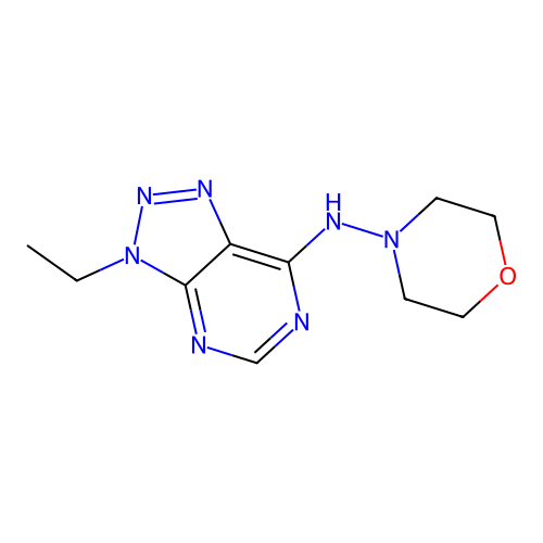 N-(3-ethyl-3H-[1,2,3]triazolo[4,5-d]pyrimidin-7-yl)morpholin-4-amine structure