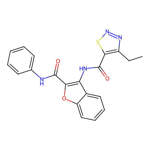 4-ethyl-N-[2-(phenylcarbamoyl)-1-benzofuran-3-yl]thiadiazole-5-carboxamide structure