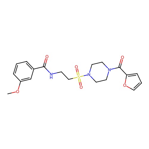 N-[2-[4-(furan-2-carbonyl)piperazin-1-yl]sulfonylethyl]-3-methoxybenzamide structure