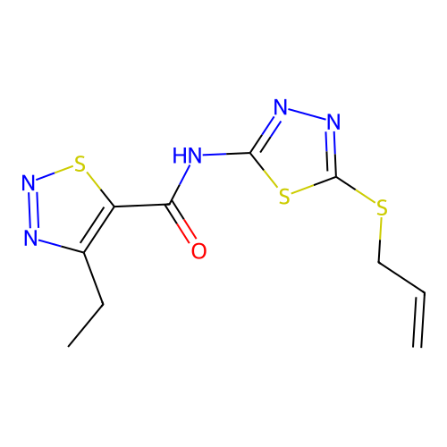 N-(5-(allylthio)-1,3,4-thiadiazol-2-yl)-4-ethyl-1,2,3-thiadiazole-5-carboxamide structure