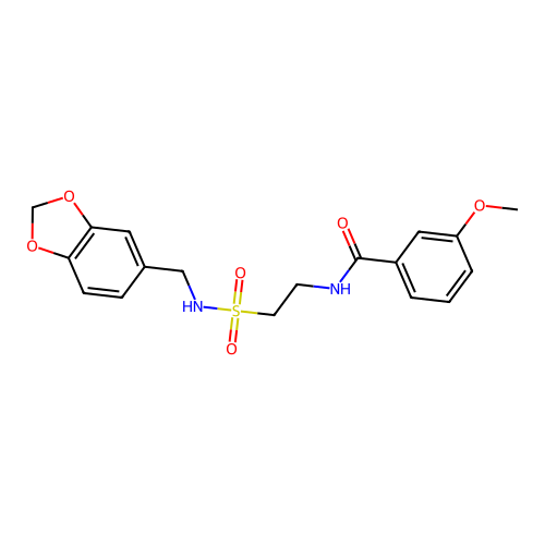 N-(2-(N-(benzo[d][1,3]dioxol-5-ylmethyl)sulfamoyl)ethyl)-3-methoxybenzamide structure