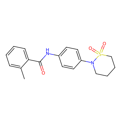 N-(4-(1,1-dioxido-1,2-thiazinan-2-yl)phenyl)-2-methylbenzamide structure