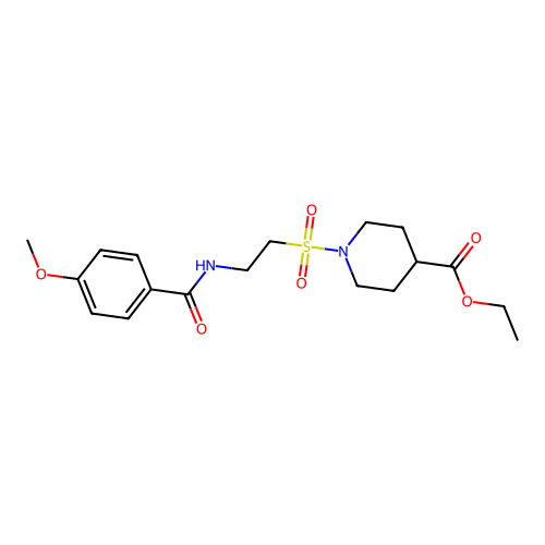 Ethyl 1-((2-(4-methoxybenzamido)ethyl)sulfonyl)piperidine-4-carboxylate structure