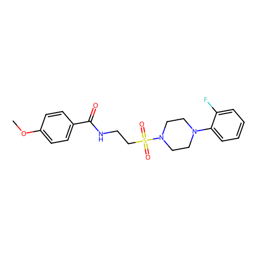 N-(2-((4-(2-fluorophenyl)piperazin-1-yl)sulfonyl)ethyl)-4-methoxybenzamide structure