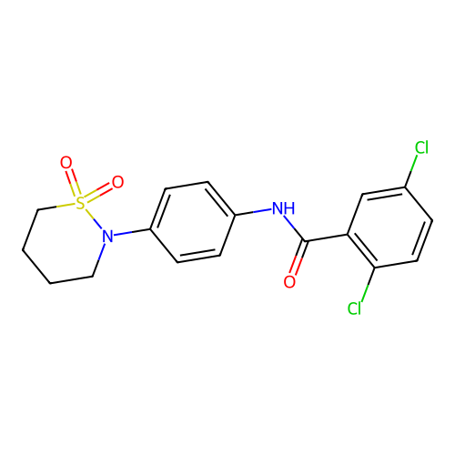 2,5-dichloro-N-[4-(1,1-dioxothiazinan-2-yl)phenyl]benzamide structure