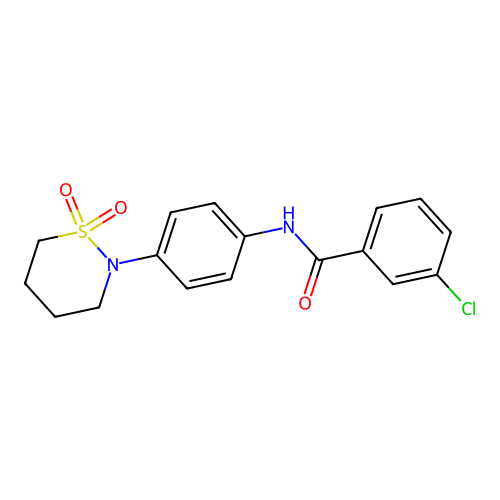 3-chloro-N-[4-(1,1-dioxothiazinan-2-yl)phenyl]benzamide structure