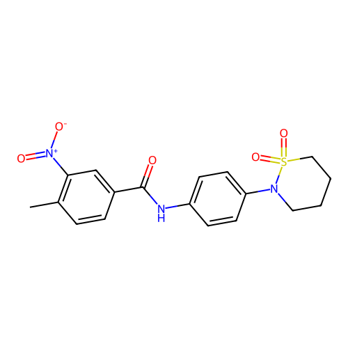 N-(4-(1,1-dioxido-1,2-thiazinan-2-yl)phenyl)-4-methyl-3-nitrobenzamide structure