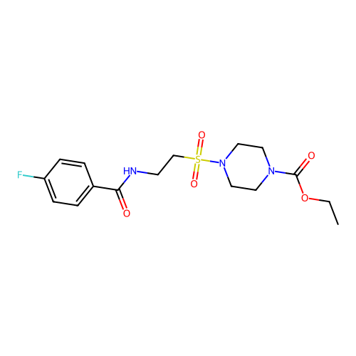 Ethyl 4-((2-(4-fluorobenzamido)ethyl)sulfonyl)piperazine-1-carboxylate structure