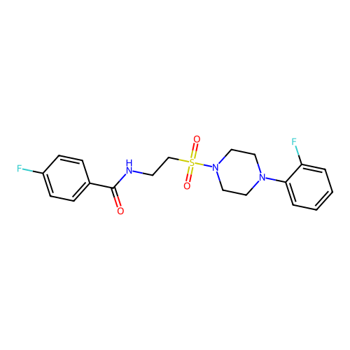 4-fluoro-N-(2-((4-(2-fluorophenyl)piperazin-1-yl)sulfonyl)ethyl)benzamide structure
