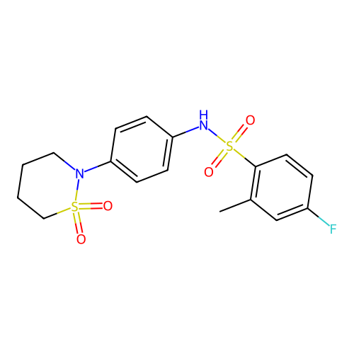 N-[4-(1,1-dioxothiazinan-2-yl)phenyl]-4-fluoro-2-methylbenzenesulfonamide structure