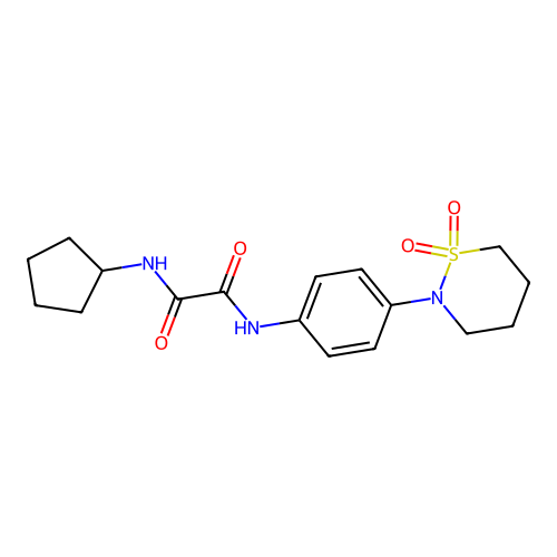 N-cyclopentyl-N'-[4-(1,1-dioxothiazinan-2-yl)phenyl]oxamide structure