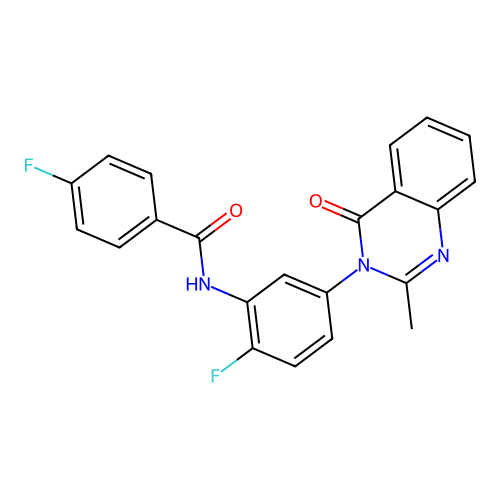 4-fluoro-N-(2-fluoro-5-(2-methyl-4-oxoquinazolin-3(4H)-yl)phenyl)benzamide structure