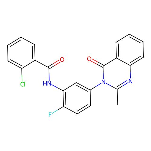 2-chloro-N-(2-fluoro-5-(2-methyl-4-oxoquinazolin-3(4H)-yl)phenyl)benzamide structure
