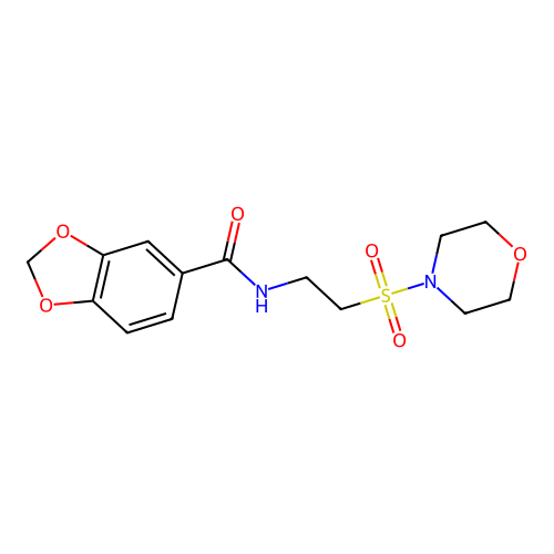 N-(2-(morpholinosulfonyl)ethyl)benzo[d][1,3]dioxole-5-carboxamide structure