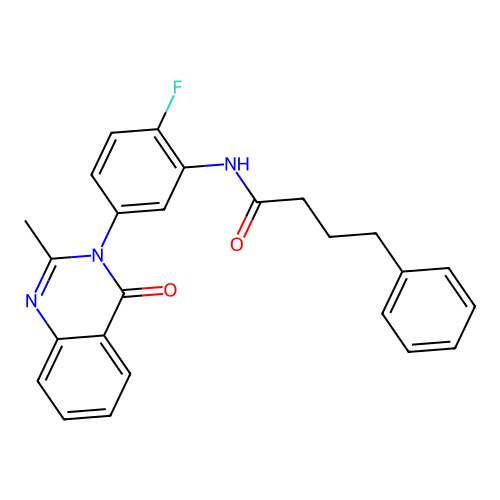 N-(2-fluoro-5-(2-methyl-4-oxoquinazolin-3(4H)-yl)phenyl)-4-phenylbutanamide structure