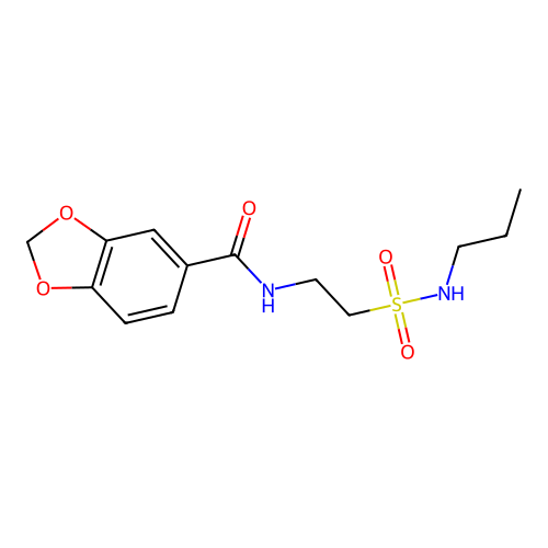 N-[2-(propylsulfamoyl)ethyl]-1,3-benzodioxole-5-carboxamide structure